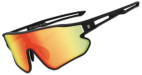 DUCO Polarisierte Fahrradbrille Herren Damen Schnelle Brille DC0023 | [24g TR-90 Super Leicht] Wrap Around Sport Sonnenbrille UV400 Laufbrille Sportbrille für Laufen/Ebike/Rennrad/Baseball
