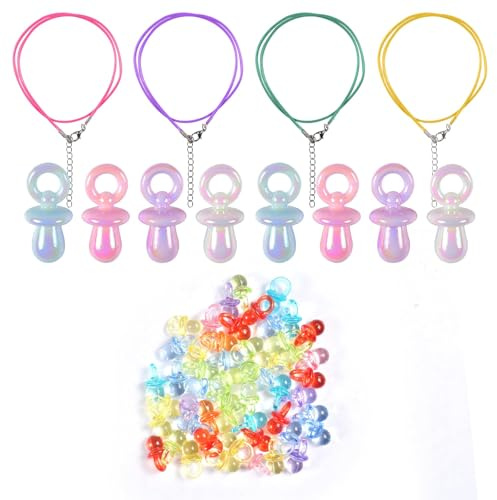 Funmo 90er Jahre Accessoires Schnullerkette,Tattoo Choker Halskette Set,90er jahre outfit,90er Jahre Outfit Damen Preis Leistung Wachseil Dekoschnuller Mitgebsel Geschenk für 80 90er Mottoparty