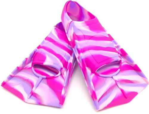 Fadgesy Swimming Training Fins,Comfortable Silicone Flippers for Swimming and Diving,Size Suitable Kids Girls Boys Adult (XS, FoamCandy)