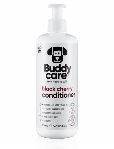 Buddycare - Acondicionador para Perro de Cereza Negra, 500 ml – Perfume de Cereza Negra con Aloe Vera y provitamina B5