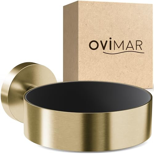 ovimar Support pour sèche-Cheveux Godalen | Acier Inoxydable | Or | Montage Mural pour perçage | avec Rembourrage pour sèche-Cheveux | pour Forage | Support