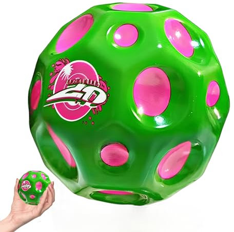 JollyGo Jump Ball-9.5 cm Big Moon Ball-Super High Bouncy Lightweight PU Material-Hüpfbälle-for Children and Pets-interaktives Spielzeug zum Stressabbau-Gummiball-Flummies für Kinder im Freien (Grün)