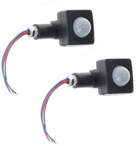Pyugxab 2 sensori di movimento AC85-265 V IP65, interruttore PIR regolabile, ultrasottile, luce a LED, rilevatore di movimento per esterni, 10 mm, nero