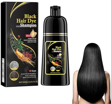Black Hair Shampooing, Colorant Pour Cheveux Noirs,Instant Black Hair Shampooing 3 En 1, Colorant Noir,Teinture Instantanée Pour Cheveux Pour Hommes Et Femmes