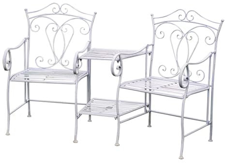NRNQMTFZ 3tlg Bistro-Set Balkonset Gartenset Essgruppe Sitzgruppe Gartentisch mit 2 Stühlen,Garten-Sitzgruppe Aus Eisen für Hof, Garten, Draussen