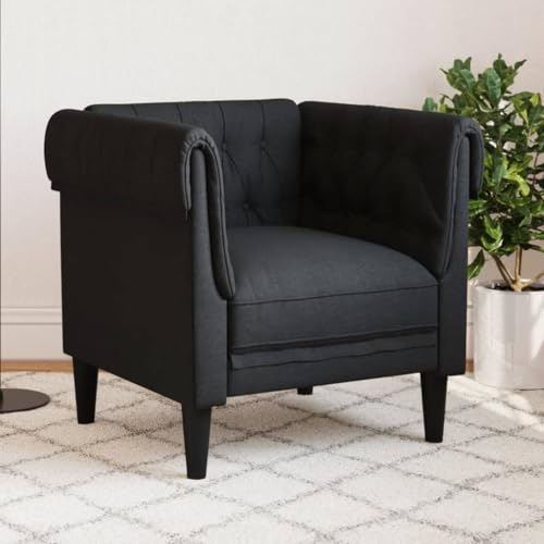 Tidyard Chesterfield Sessel Loungesessel Polstersessel Clubsessel Ruhesessel Sitz Armsessel Schwarz Stoff