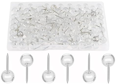 50 Stück Reißzwecken, klare Reißnägel, runde, große Kopfnägel, klare, Silberne Endnägel, wiederverwendbar, zum Befestigen von Postern, Dokumenten, perfekte Wahl für Büro und Zuhause (20mm*9.5mm)