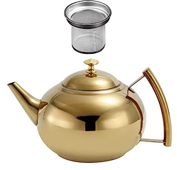 Amosfun Edelstahl Teekanne Mit Seitlichem Griff Praktische Teekanne Für Losen Tee Sicheres Material Elegantes Design Für Freundestreffen Zuhause