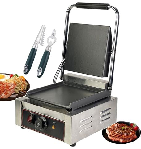 forplubossmmp Sandwich Press Grill + Fish Scaler + Corkscrew, Electric Contact Grill with Adjustable Temp 50-300℃, Non-Stick Sandwich Toasters Sandwich Press For Outdoor Camping, Restaurant,groo/smoo