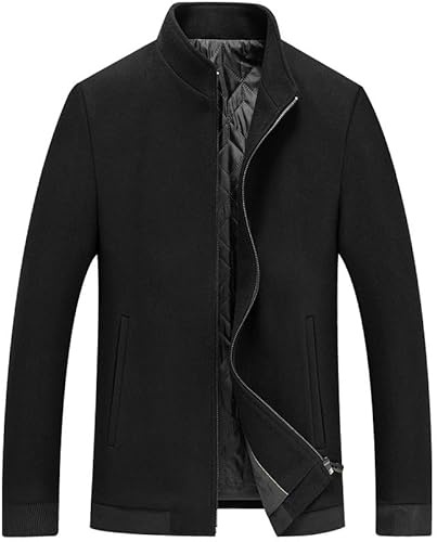 LIUYUYOUGO Manteaux Homme Trench Coat Court Pour Homme Manteau En Laine À Col Montant Veste D'Hiver Chaude Pour Homme Manteau Épais En Laine De Style Baseball Manteau Décontracté Coupe Vent Avec