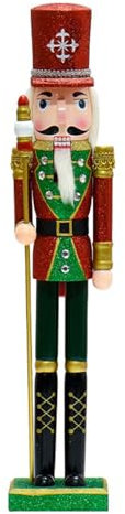 bnsggl Figura decorativa de madera de 55 cm con diseño de cascanueces para sala de estar, decoración de escritorio de Navidad, elegante estatua de mesa de temporada