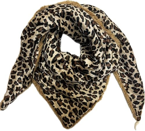 Bufanda triangular XXL de piel de leopardo con botón, poncho de invierno, unisex, triángulo, viscosa, moda Leo, marrón, 165 x 78 cm