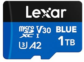 Lexar 1TB Blue Micro SD Card Up to 160MB/s, microSDXC UHS-I Memory Card with SD Adapter, C10, U3, A2, V30, Full HD, 4K UHD, High Speed TF Card