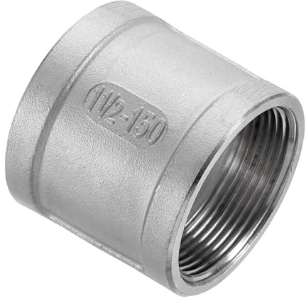 sourcing map NPT - Accesorios de tubería de acero inoxidable 304 de 1-1/2 pulgadas x 2, adaptador de conector de tubería de acoplamiento, accesorios de conexión de tubería para fontanería industrial y