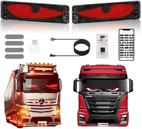 Yeux LED pour Camion, LED Ecran, Plaque Lumineuse Camion Yeux, Yeux LED Voiture(2pcs 70x173mm)
