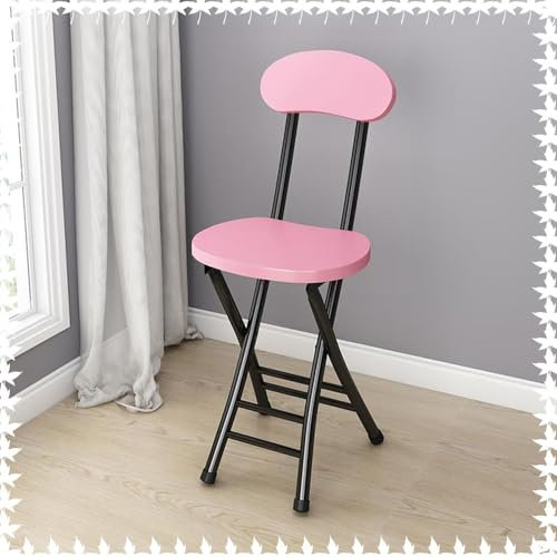 Sgabelli da bar pieghevoli alti 45,7 cm con schienale/poggiapiedi, portatile, sgabello pieghevole per casa, soggiorno, sala da pranzo, rosa, nero, sgabello pieghevole