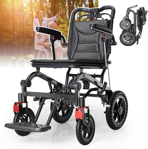 ERSINIAN Carrozzine Pieghevoli per Adulti, Carrozzina da Viaggio Leggera, Ruote Posteriori da 12 Pollici, Portata 120 kg, Traspirante e Ammortizzante, Facile da trasportare e riporre