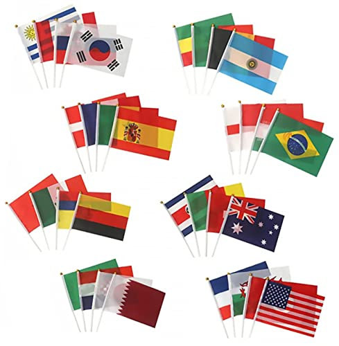 Abaodam 32pcs Small Hand Flags National Flags for Sports Events Tear-resistant Patriotic Decorations for Celebrations and Parades