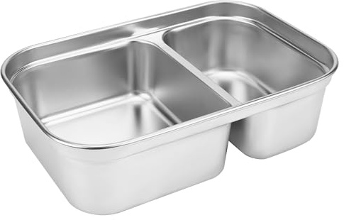 Linkidea bandeja de repuesto para fiambrera eléctrica de acero inoxidable de 1,5 L, compatible con la fiambrera SOHIDA de 8,7 pulgadas, contenedor extraíble de 2 compartimentos (plata)