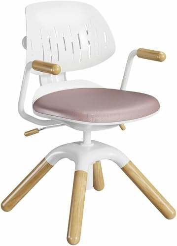 HOKO Kinderdrehstuhl höhenverstellbar, Jugendstuhl ohne Rollen, bis 120 kg | dynamisch mitbewegende Rückenlehne, Sitzhöhe von 40-50 cm, 360° drehbar, 30° neigbar, für Kinder ab ca. 125 cm, Rosa, LAURA