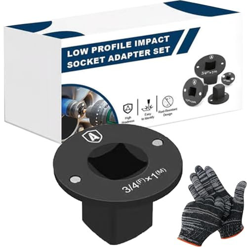 Juego de adaptadores de enchufe de impacto de perfil bajo 2025 – Juego de adaptadores industriales de trinquete y llave para espacios reducidos, kit de herramientas de 4 piezas: 3/10.2 cm a 2.5 cm, 1