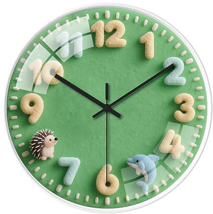 ALEENFOON Reloj de Pared Infantil de 30 cm (12 pulgadas),Silencioso, Sin Tictac,Animal Temática,Reloj Pared para Sala de Estar,Dormitorio, Aula, Cocina o Habitación Infantil.