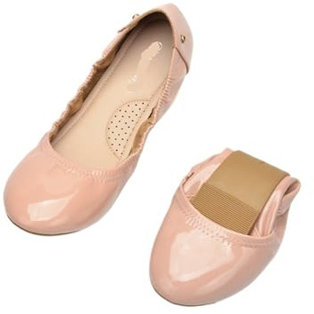 COSYSUSY Scarpe da Festa Ballerine Pieghevoli Scarpe da Viaggio Pieghevoli Portatili Ballerine da Ballo Roll up for Scarpe da Sposa da Sposa(Pink,39 EU)
