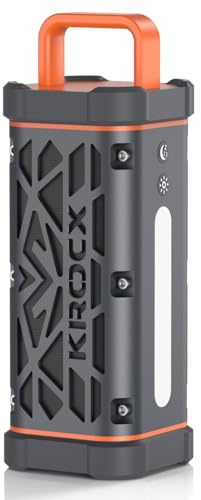 KROCX TRAVOR Outdoor BT Speaker, 45W, IP68 Waterproof Speaker with Rugged Full-Metal Body, Magnetic Portable Wireless Speakers, 25H Playtime for Camping, Golf Cart, RV Living, Beach, Meteorite Grey