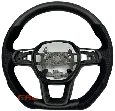 Customized Black Carbon Fiber Perforated Leather Steering Wheel Compatible For 2022-2025 Honda Civic