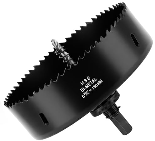 Flintronic 150mm Hole Saw, HSS Bi-Metal Hole Cutter, Hole Saw Drill Bit for Soft Metal, Wood, Plasterboard, Ceiling Board, PVC Board and Plastic for Cutting Circular Holes