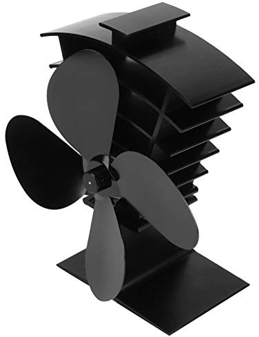 Phefop Ventilatore a 4 Pale per Stufa a Legna con Dispositivo di Sicurezza, Termoventilatore Autolimentato per Camino