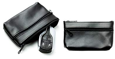 DELMON VARONE - Personalisierbares Schlüsseletui aus Premium Leder Boxcalf schwarz, Schlüsseltasche mit Reißverschluss und Schlüsselring, Schlüssel Etui für Autoschlüssel und Haustürschlüssel