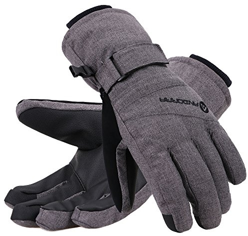 Andorra Snow Gloves Women Waterproof Snowboard Gloves, Grey, M