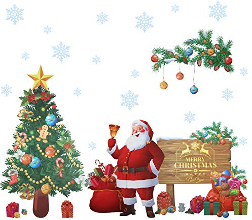 Kesote Christmas Wall Decoration Christmas Decoration for Home, Santa Claus Wall Stickers, Children's Room DIY Wall Art, Approx. 45 x 60 cm