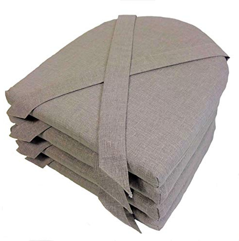 Rattani Set 4 x Stuhlkissen/Sitzkissen Marina halbrund mit Schleife 42 x 45 cm Dicke 5 cm, Fb. Uni Living Dark Gray - Made in EU