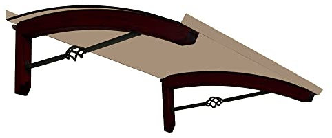 Vordach aus hölzern für den Außenbereich Farbe Dunkel nuss, Bronziert kompakte Polycarbonatabdeckung, Basismodell Legno PIGNA, Haustür-Vordächer Größe 90 x 150 cm