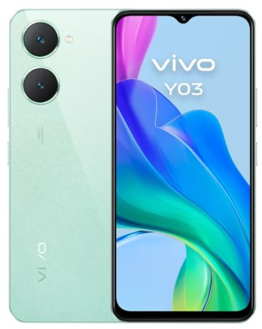 Vivo Y03, Teléfono Móvil 4 GB RAM + 128 GB ROM, Pantalla 6.56 Pulgadas 90 Hz, Batería 5000 mAh, Resistencia IP54, Cuerpo Delgado y curvatura 2.5D, Smartphone Android 14