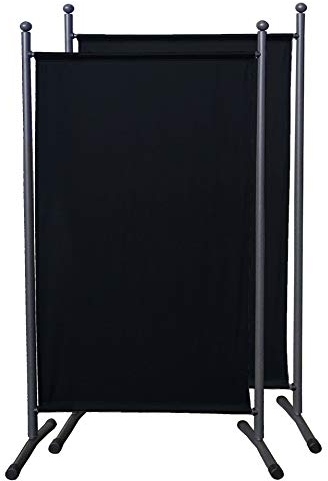 QUICK STAR 2 Stück Paravent 180 x 78 cm Stoff Raumteiler Klein Garten Stellwand Trennwand Balkon Sichtschutz Schwarz