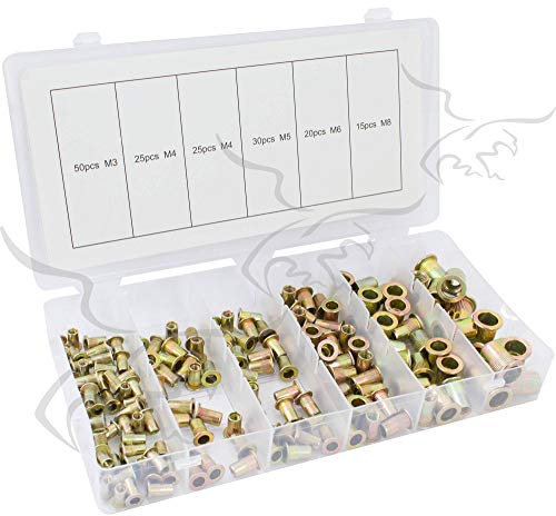 165 remaches roscados de acero zincado para remachadora de tuercas. Casquillos de M3 M4 M5 M6 M8