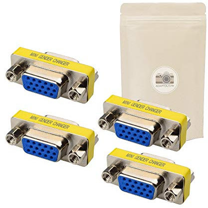 Adaptout X4 Coupleur I VGA SVGA Prise Femelle – Femelle Adaptateur Connecteur 15 Broches Rallonge Extension Prolongateur Video Marque Française