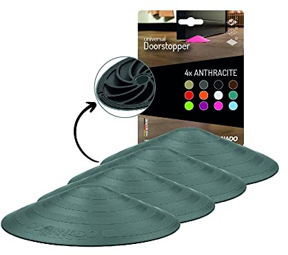 Doornado Starker Gummi Türstopper - Türhalter ohne Bohren - Für alle Arten von Türen und Böden - 118x25mm – Designpreis - Grau
