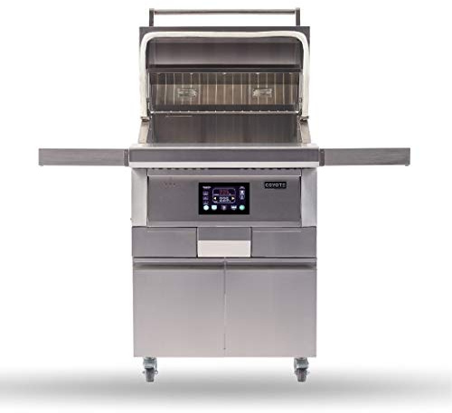 Coyote 28 Inch Freestanding Pellet Grill on Cart, Stainless Steel, Intuitive Digital Touch Control - C1P28-FS