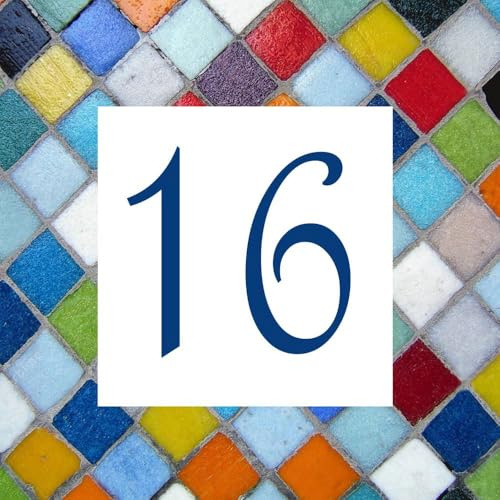 Numérotation de porte en faïence – Carreau de 15,2x15,2cm – Numéro au choix