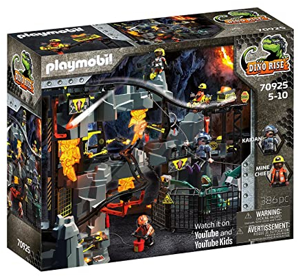 PLAYMOBIL Dino Rise 70925 Dino Mine, Minenbahn mit Fahrzeugen und Fallen, Spielzeug für Kinder ab 5 Jahren