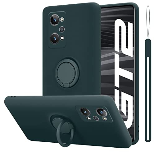 Cadorabo Estuche Compatible con Realme GT 2 / GT Neo 2 en Liquid Verde - Funda Protectora Fabricada en Silicona TPU Flexible con Anillo