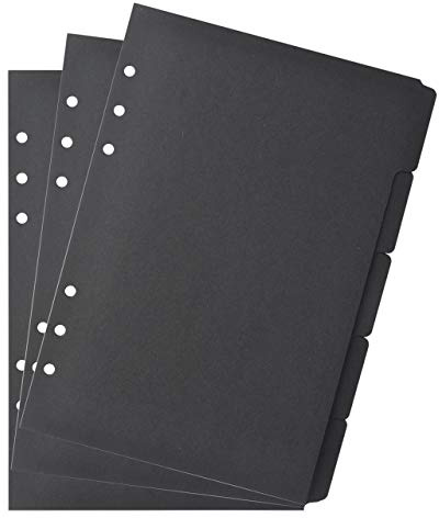 3 Sets schwarze Papier-Trennblätter, Karteikarten, für 6 Löcher, Ringbuch, Notizbücher, Reisetagebuch, Tagebuch, Planer (A5, Schwarz)