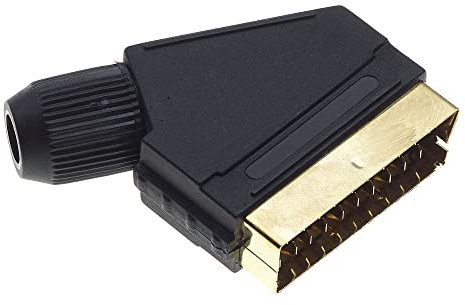 Keple Connettore A Spina SCART, Placcato Oro - Connettore A Pannello Jack Maschio A 21 Pin Con Cornice Di Montaggio Rettangolare Nichelata