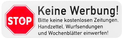 Briefkastenaufkleber Keine Werbung, 3 Stück, 67 x 21 mm, selbstklebende Folie, Briefkastenschild für Innen- und Außenbereich, Keine Reklame Aufkleber, Schild gegen Werbung, Briefkastenwerbung Stop