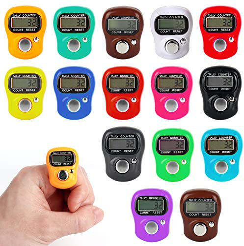 FENGQ Elektronische Fingerzähler, 15 PCS Mini Finger Counter, Elektronischer Rundenzähler, 5 Stelliger LCD Rückstellbarer, für Golf, Schulen Sporttreffen(Mischfarbe)