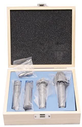 4pcs MT2 Wood Lathe Live Center Drive Spur Cup Set with 2pcs Extra Replacement Tips, MT2 Arbor Woodworking Tool Kit for Wood and Metalworking Lathe Woodworking Thimble with Wooden Case
